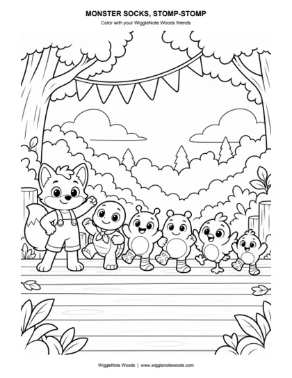 Monster Socks, Stomp-Stomp — Coloring page 3