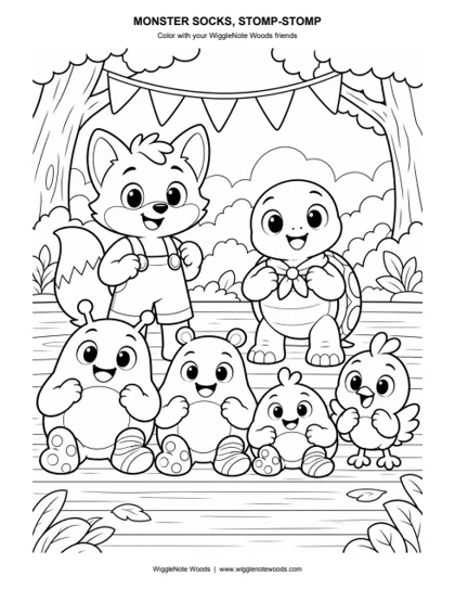 Monster Socks, Stomp-Stomp — Coloring page 4